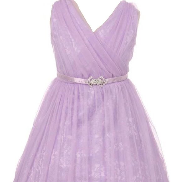 Little Girls Sleeveless VNeck Easter Wedding Party Birthday Flower Girl Dress - Picture 2 of 5